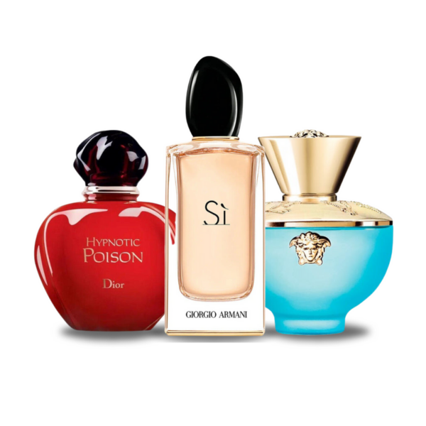 Aktionspaket mit 3 Parfüms: Dior Hypnotic Poison, Giorgio Armani Sì en Versace Dylan Turquoise 100ml